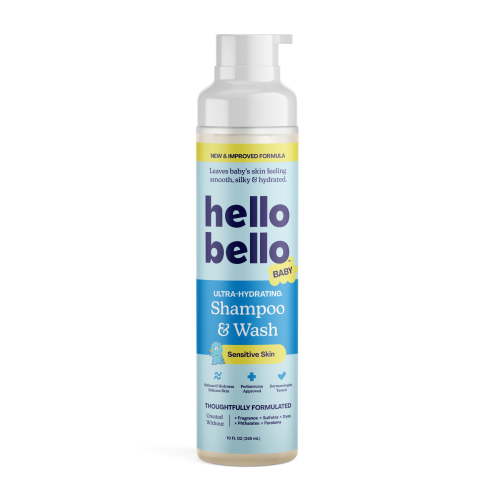 Hello Bello Ultra-Hydrating Baby Shampoo & Body Wash, Sensitive Skin, 10oz Bottle