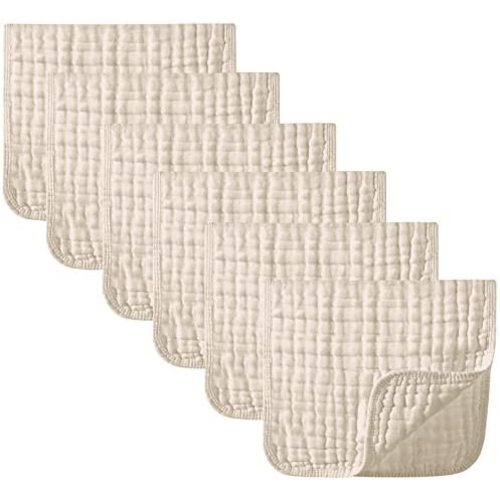Yoofoss Muslin Burp Cloths 6 Pack Baby Washcloths Large 20''X10'' 100% Cotton 6 Layers Super Soft and Absorbent - Apricot