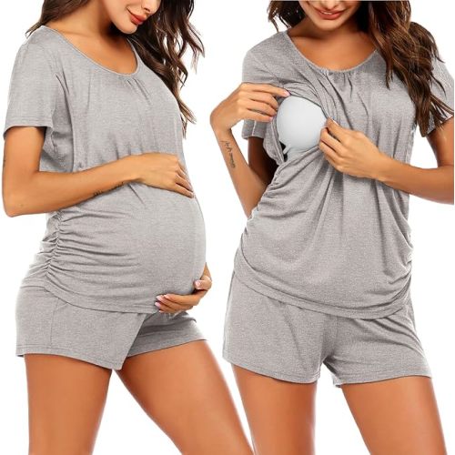 Ekouaer Womens Maternity Pajamas Nursing Pjs for Breastfeeding Soft Postpartum Lounge Sets Sleepwear Layer Pregnancy Clothes
