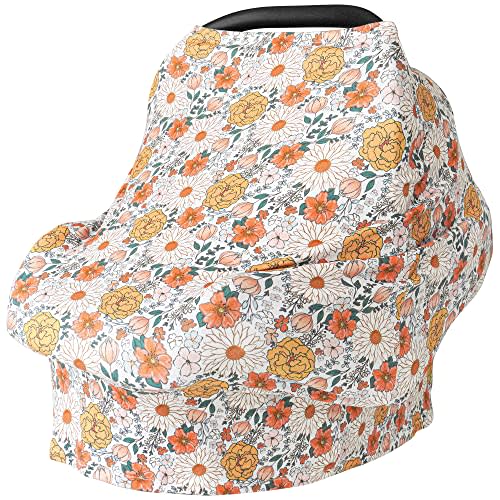 Konssy Baby Car Seat Covers- Multi-use Carseat Canopy for Babies, Stretchy Infant Carseat Cover Boy, Shower Gifts for Unisex Boys and Girls
