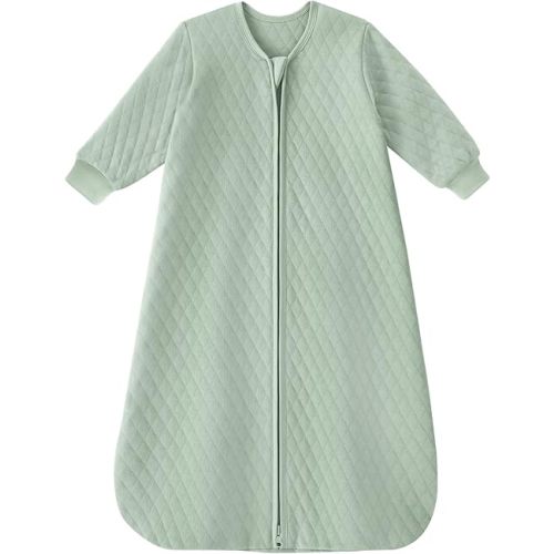 Yoofoss Baby Sleep Sack 0-6 Months 1.0 Tog Long Sleeve Sleep Sack Cotton Wearable Blanket for Newborns 2-Way Zipper Quilted Sleeping Sacks(Small)