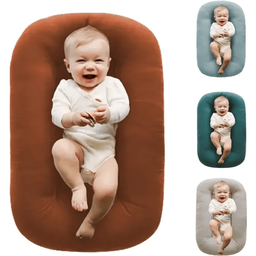 Baby Lounger for Newborn Pillow,Baby Nest Pillow Cosleeping for Baby in Bed,Newborn Lounger for Boys & Girls 0-12 MonthsCoffee