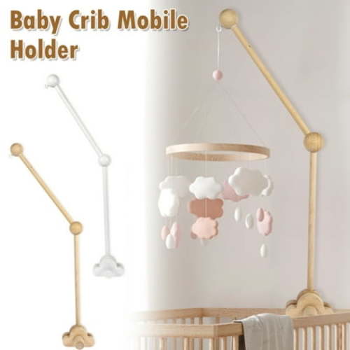 27inch Wooden Mobile Arm Baby Crib Mobile Arm,Wooden Crib Mobile Holder Adjustable Angle Height Cot Mobile Arm Non-Skid Crib Mobile Bed Bell Holder Nursery Mobile Hanger for Crib Decor