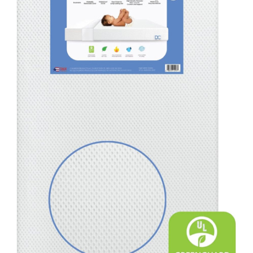 Delta Children Twinkle Stars Crib and Toddler Mattress with Breathable, Removable Machine-Washable Cover - GREENGUARD Gold - Waterproof Baby Bed - Sustainably Sourced Fiber Core - 52”Lx27.5”W, White