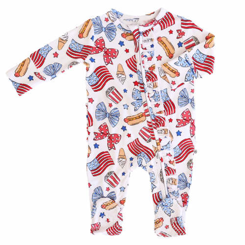 Party in the USA Ruffle Zipper Footie | Bows