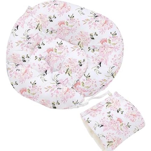 Little Grape Land Nursing Pillow, Multifunctional Breast Feeding Pillow with Arm Pillow, 3pk Baby Support Pillow with Adjustable Waist Strap and Removable Cover, Rose Floral