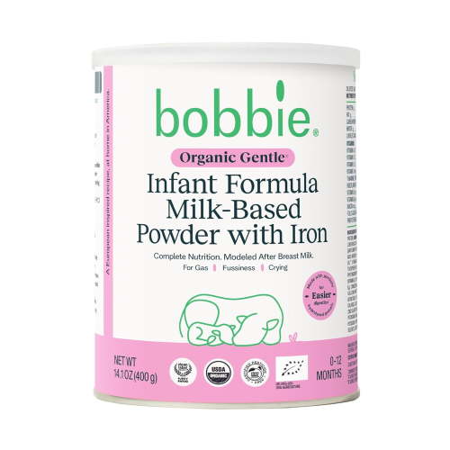 Bobbie Organic Gentle Infant Formula For Everyday Feeding, Milk-Based Powder with 1.2mg Iron, Lactose Recipe, Certified USDA Organic, 14.1 oz Can