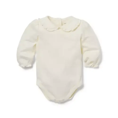 Newborn Cream And Sugar Baby Ruffle Collar Bodysuit by Janie and Jack