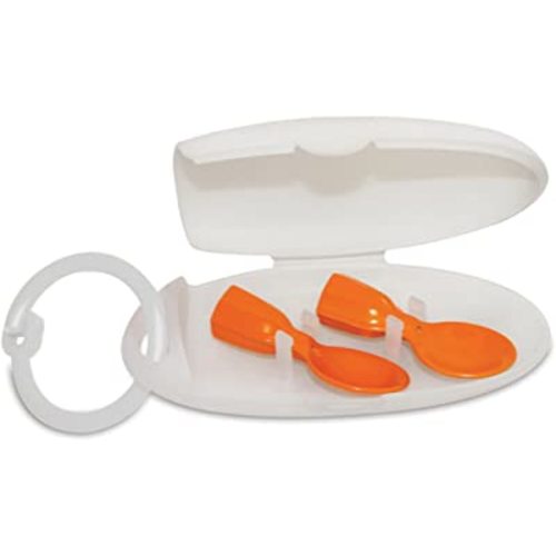 Infantino Couple a Spoons, Baby Food Pouch Toppers with Travel Case, No-Leak Spoons for Baby Puree Food, 2-Pack