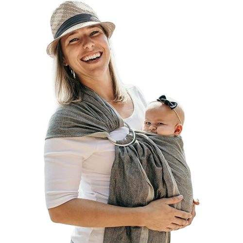 Hip Baby Wrap Ring Sling Baby Carrier for Infants and Toddlers - Beautiful, 100% Soft Cotton Baby Wraps Carrier For Babies 8-35 lbs - Perfect Baby Shower Gifts Moms And Dads - Nursing Cover (Midnight)