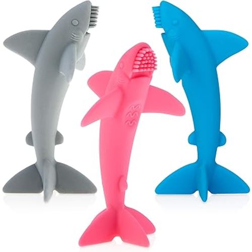 Nuby Grooming Lil Shark Massaging Toothbrush, Colors May Vary, 1pk, 5"