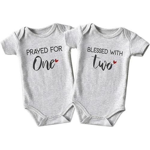 Prayed One Blessed Two Twin Outfits For Boy And Girl Newborn Twins Baby Items Must Haves Twin Baby Gifts