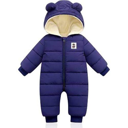 XMWEALTHY Baby Clothes Cute Infant Toddler Snowsuit Warm Newborn Boy Girl Winter Coats Hooded Zip Jumpsuit
