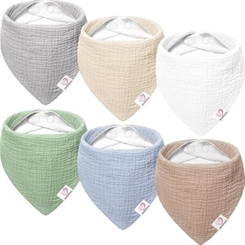 Bearmoss Muslin Baby Bibs 100% Cotton Baby Bandana Drool Bibs for Unisex Baby Girls Boys Drooling and Teething
