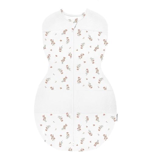 Happiest Baby Sleepea 5-Second Swaddle - 100% Organic Cotton Baby Swaddle Blanket - Doctor Designed Promotes Healthy Hip Development (Ivory Wildflowers, Medium)