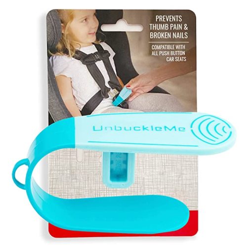 UnbuckleMe Car Seat Buckle Release Tool - Easy Opener Aid for Arthritis, Long Nails, Older Kids - Button pusher for infant, toddler, convertible 5 pt harness car seats - As Seen on Shark Tank (Aqua) - Aqua Blue