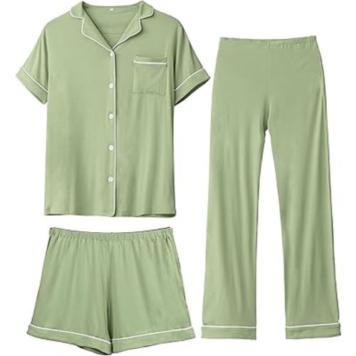 Rnxrbb 3 PCS Women Maternity Pajamas Set Nursing Postpartum Breastfeeding Pjs Sleepwear Lounger Clothes Button Down