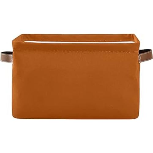 WELLDAY 2PCS Storage Basket Plain Rust Orange Solid Color Large Foldable Storage Bin Cube Collapsible Organizer