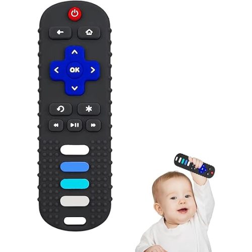 YAPROMO Baby Silicone Teething Toys, Toy Remote for Toddlers 6-18 Months, Kids Remote Teething Toy, TV Remote Teether Toys, BPA Free & Refrigerator Safe