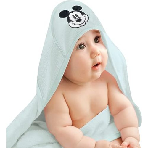 Lambs & Ivy Disney Baby Classic Mickey Mouse Blue Hooded Baby Bath Towel