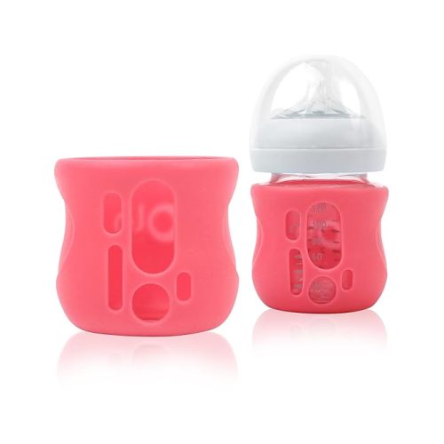 Olababy Silicone Sleeve for Avent Natural Glass Baby Bottles (4 oz, Pink)