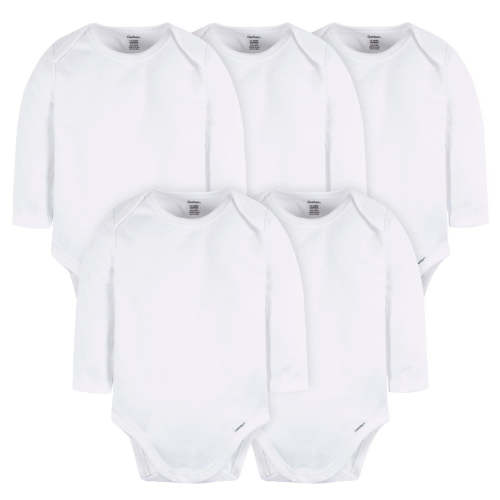 5-Pack Baby White Premium Long Sleeve Onesies® | 3-6M
