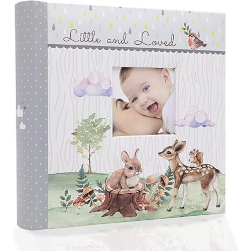 Holoary Baby Photo Album 4” x 6” 160 Photos, Newborn Baby Keepsake Gifts for Baby Boy/Girl and New Parents, Woodland Animals Design