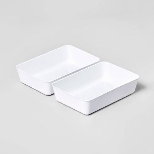 2pk Large Storage Trays White - Brightroom™: Ldpe Organizer For Cosmetics & Craft Supplies