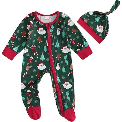 Ledy Champswiin Newborn Coming Home Outfit and Hat Baby Boy Girl Footie Romper Jumpsuit Cute Infant Clothes Set