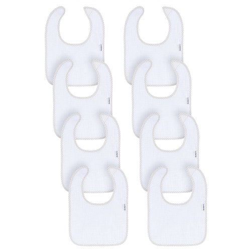 Gerber Baby Boy or Girl Unisex White Bibs, 8-Piece, One Size
