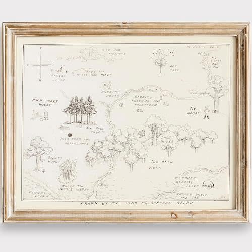Winnie The Pooh Hundred Acre Wood Map - 11x14 Art Print (Unframed) | Neutral Nursery Decor | Kids Bedroom Wall Decor | A. A. Milne | Boys Room or Girls Room Artwork | Vintage Original Drawing