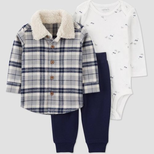 Carter's Just One You®️ Baby Boys' Button-down Top & Bottom Set - Gray/Blue