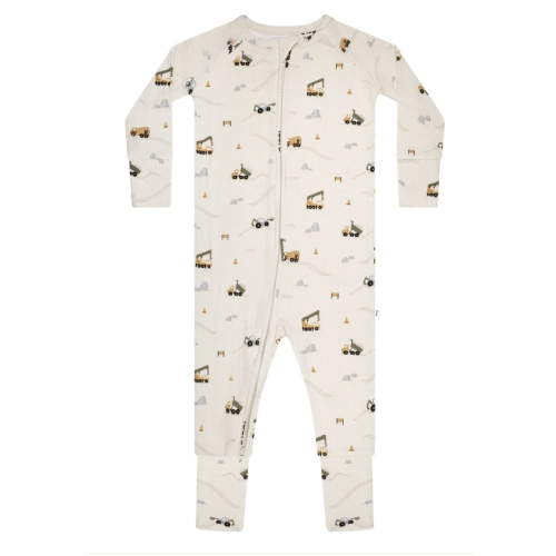 Construction Small Ribbed Zip Romper