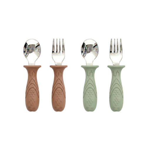 Stainless Steel Self Feeding Utensils - 4 Pack | Toddler Friendly – Tots Ground