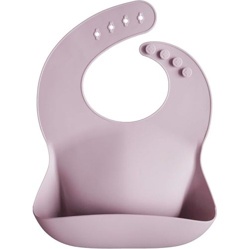 mushie Silicone Baby Bib | Adjustable Fit Waterproof Bibs (Pale Mauve)