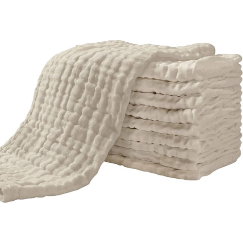 Yoofoss Muslin Burp Cloths for Baby 10 Pack 100% Organic Cotton Baby Washcloths for Boys Girls Large 20''X10'' Super Soft and Absorbent Fog Blue