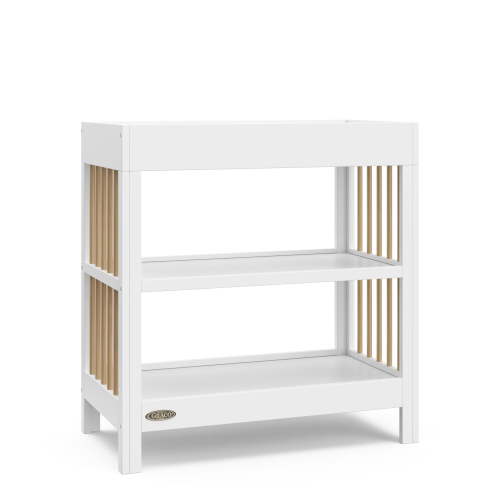 Graco Teddi Infant Wood Changing Table with Changing Pad, White with Driftwood
