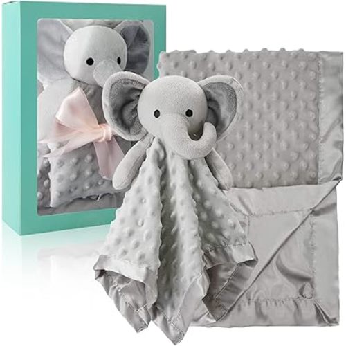 Pro Goleem Baby Blanket with Gray Elephant Security Blanket Newborn Gifts Set