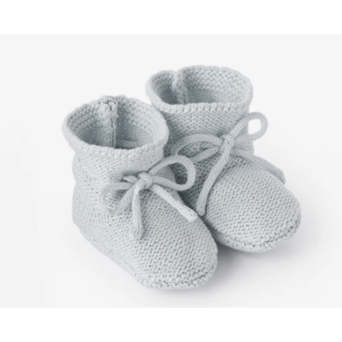 Pale Blue Garter Knit Baby Booties BLUE / 0-12M