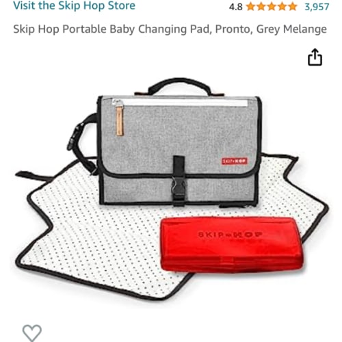 Skip Hop Portable Baby Changing Pad, Pronto, Grey Melange