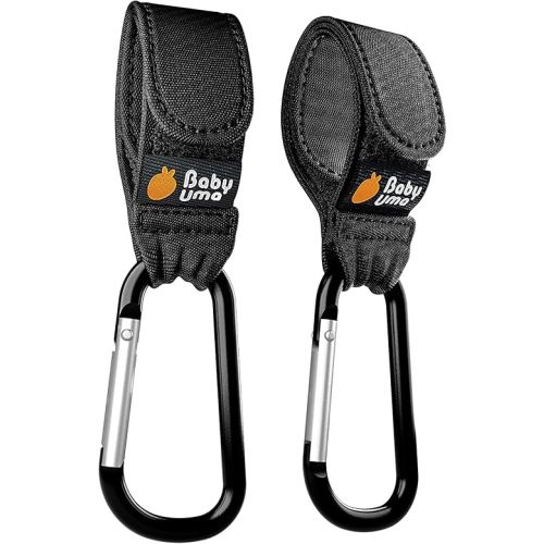 Baby Uma Stroller Hooks for Bags (2 Pack) - Universal Stroller Clips and Hooks, Non-Slip with One-Hand Opening, 11 lb Weight Capacity, Baby Travel Essential