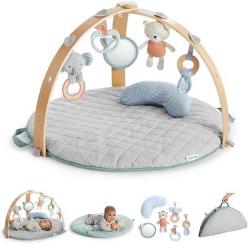 Ingenuity Cozy Spot Reversible Duvet Activity Gym With Wooden Toy Bar