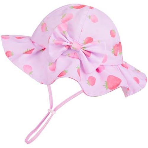 Toddler Baby Sun Hat for Girls UPF 50+ Bucket Hat for Kids Girls Summer Hat Wide Brim Infant Beach Hat for Baby 1-3 Years