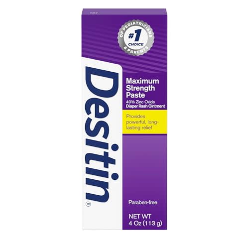 Desitin Maximum Strength Baby Diaper Rash Cream with 40% Zinc Oxide for Treatment, Relief & Prevention, Hypoallergenic, Phthalate- & Paraben-Free Paste, 4 oz