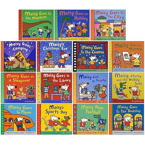 Maisy Mouse First Experience 15 Books Pack Collection Set by Lucy Cousins (Bookshop, Football, Sports Day, Plane, Hospital, Library, Sleepover, Nursery & MORE!) Paperback – January 1, 2020