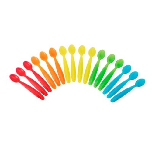 The First Years Take & Toss Dishwasher-Safe Infant Feeding Spoons, Rainbow Colors, 16 Pk