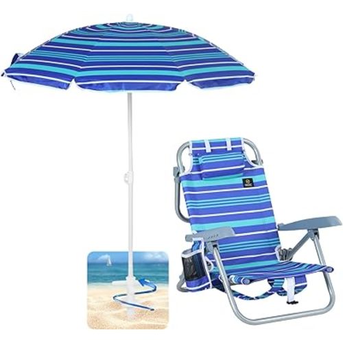 Nice C Toddler Beach Chair, Kids Beach Chair with Umbrella, Baby Beach Chair, Kids Beach Chair, Kids Camping Chair, Toddler Camping Chair, Backpack Beach Chair 5-Position, Kids Folding Chair (1-Pack)