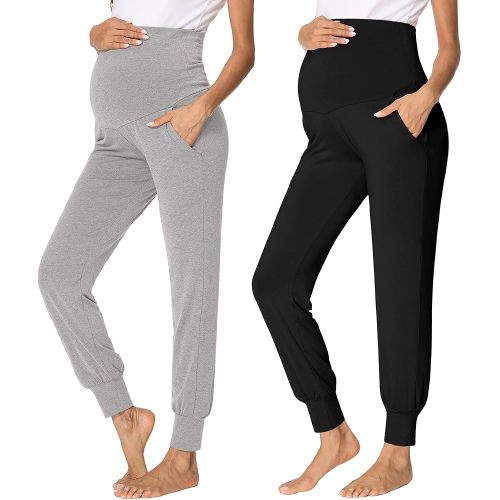 fitglam Women's Maternity Pants Over Belly Lounge Pajamas Clothes Pregnancy Must Haves Joggers with Pockets