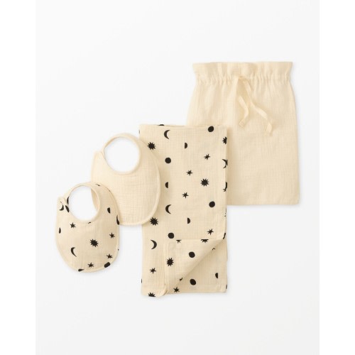 Baby Layette Muslin Bib & Swaddle Blanket Set