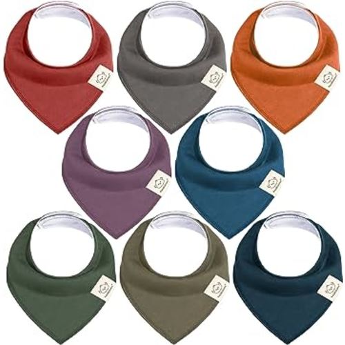 KeaBabies 8-Pack Organic Baby Bandana Drool Bibs - Stylish Unisex Bandana Bibs, Super Absorbent Bandana Drool Bibs, Gentle Teething Bibs for Infants, Organic Cotton Baby Bib (Thunder)